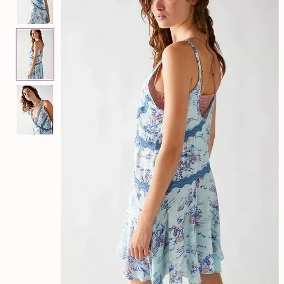 NWT Free People Slip My Mind Printed Trapeze Swing Dress Mist Combo - SPRING - Picture 6 of 7